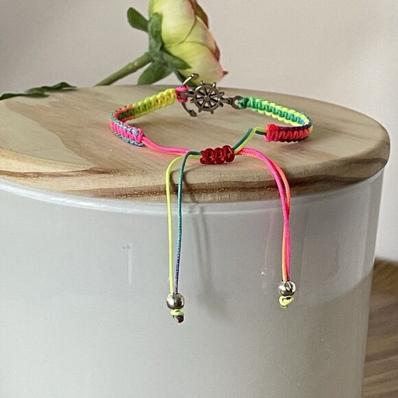 Handmade Multicolor Braided Charm Anchor Bracelet Women Mens New - Picture 2 of 9